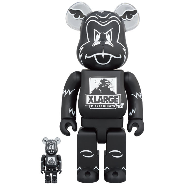 100% + 400% XLarge x D*Face Black Be@rbrick (Set) by D*Face (Dean Stockton)