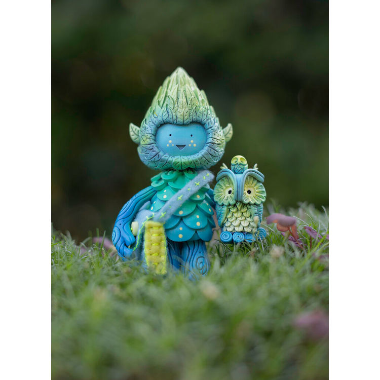 Muju Tree Spirit teal owl & bag by Miss Muju
