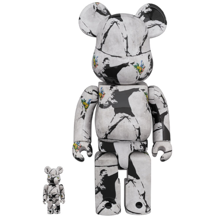 100% + 400% Flower Bomber Be@rbrick (Set) by Banksy (Brandalised)