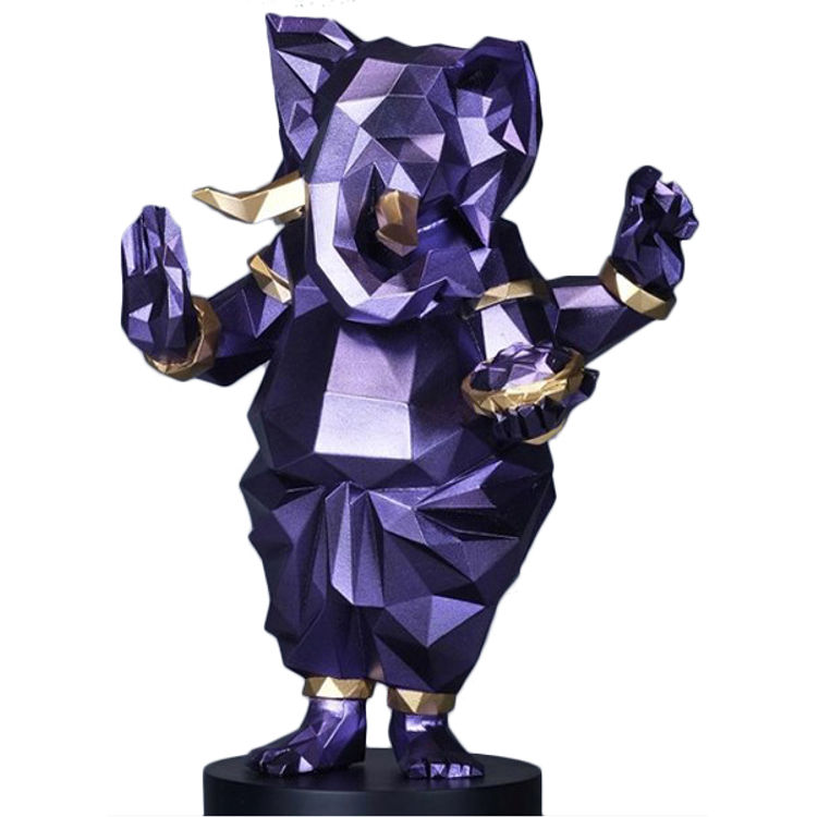 Gold Sparkled Purple Low Poly Ganesha by Kaiju Smuggler