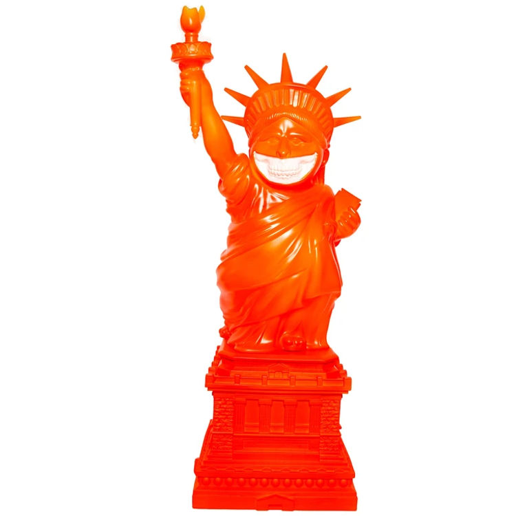 Orange Lady Liberty Grin (Black Light) by Ron English