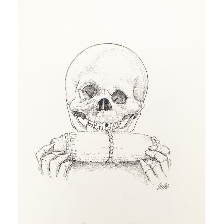 Alfred E. Newman Skull by Ron English