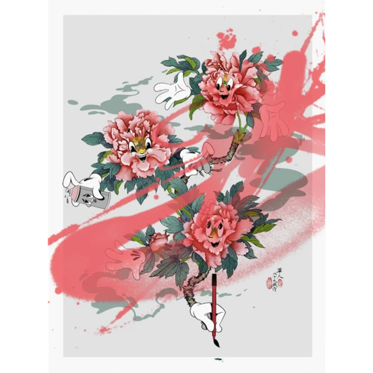 OG Pink : My Lil Peonies (Hand Embellished) by Linda Chang Wyrgatsch