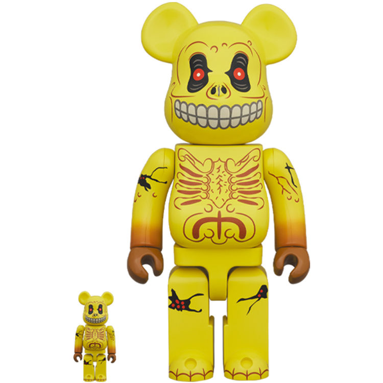 100% + 400% Yellow Skull Face : Madballs (Set) by Anna Sui