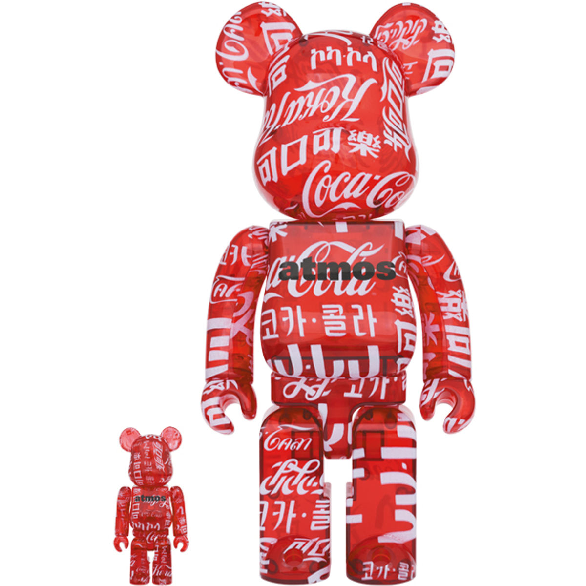 100% + 400% Atmos x Clear Red Coca-Cola Be@rbrick (Set)