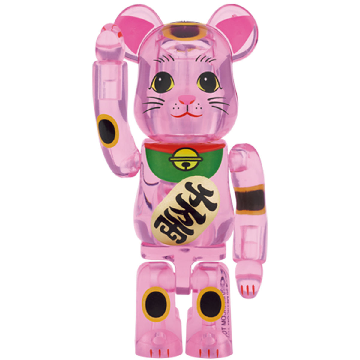 100% Clear Pink Maneki Neko Be@rbrick