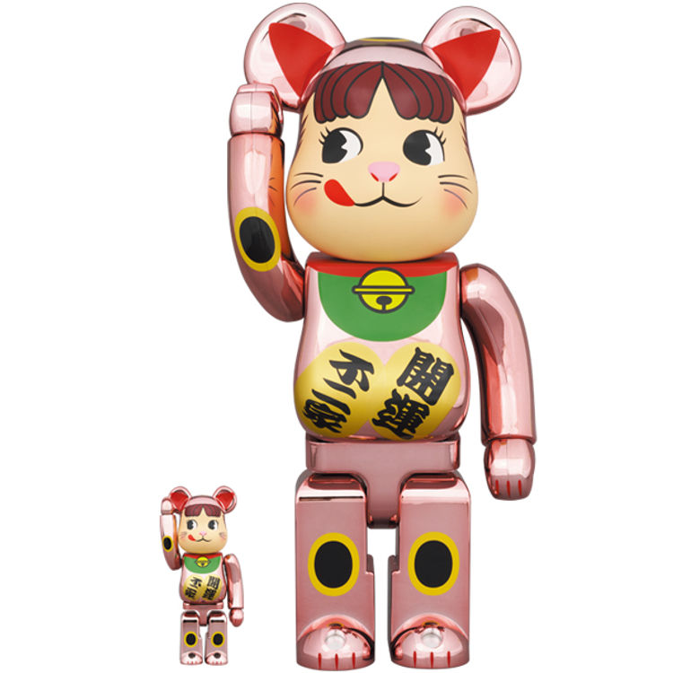 100% + 400% Peach Gold Plated Peko-chan Maneki Neko (Set) (Set) by Fujiya