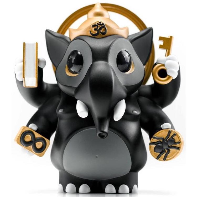 4" Black/Gold Standing Kachapati Ganesha by Coarse