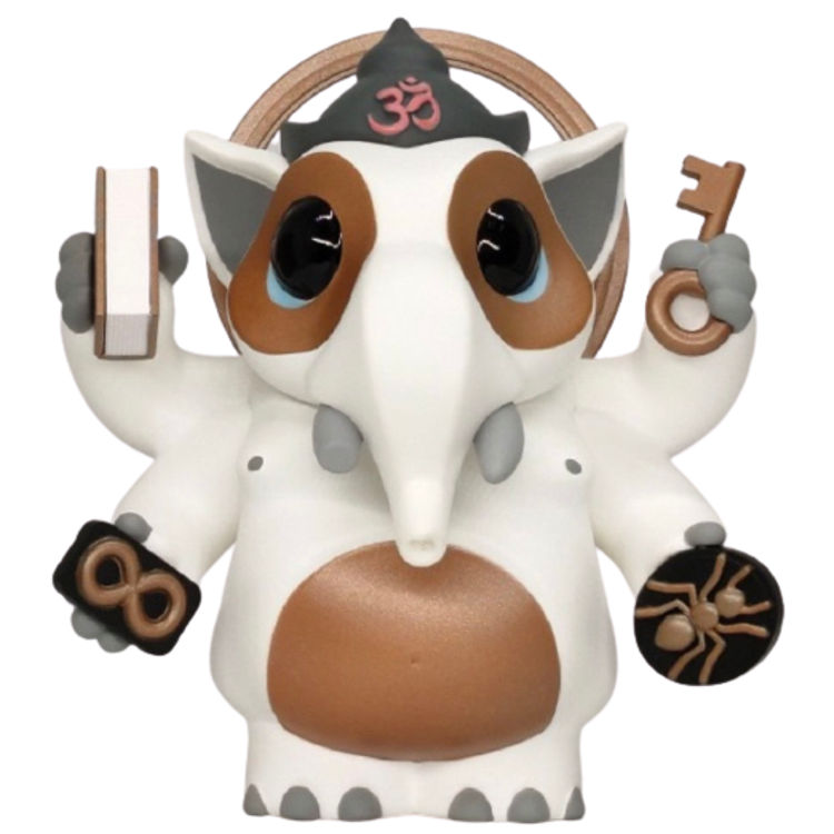 4" White/Brown Standing Kachapati Ganesha (Chase) by Coarse