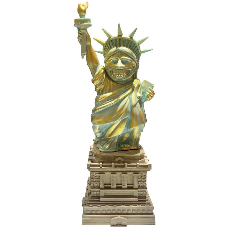 Bronze Lady Liberty Grin by Ron English