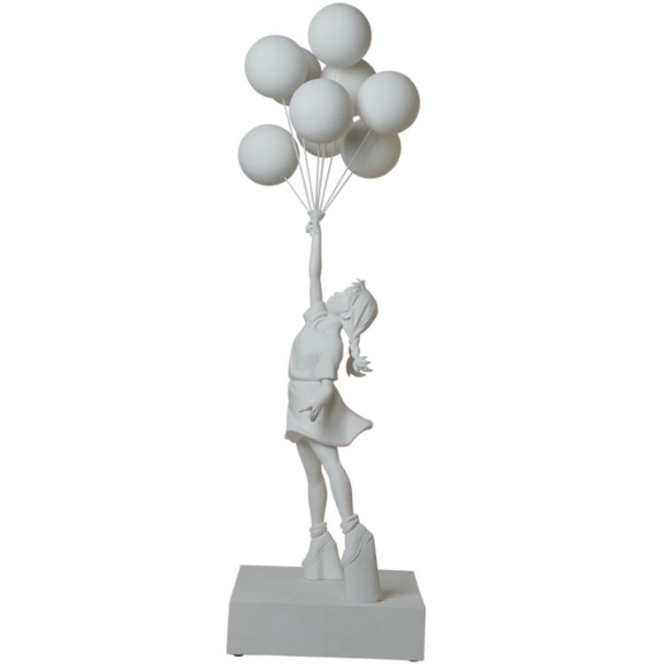 36" White Flying Balloons Girl by Banksy (Brandalised)