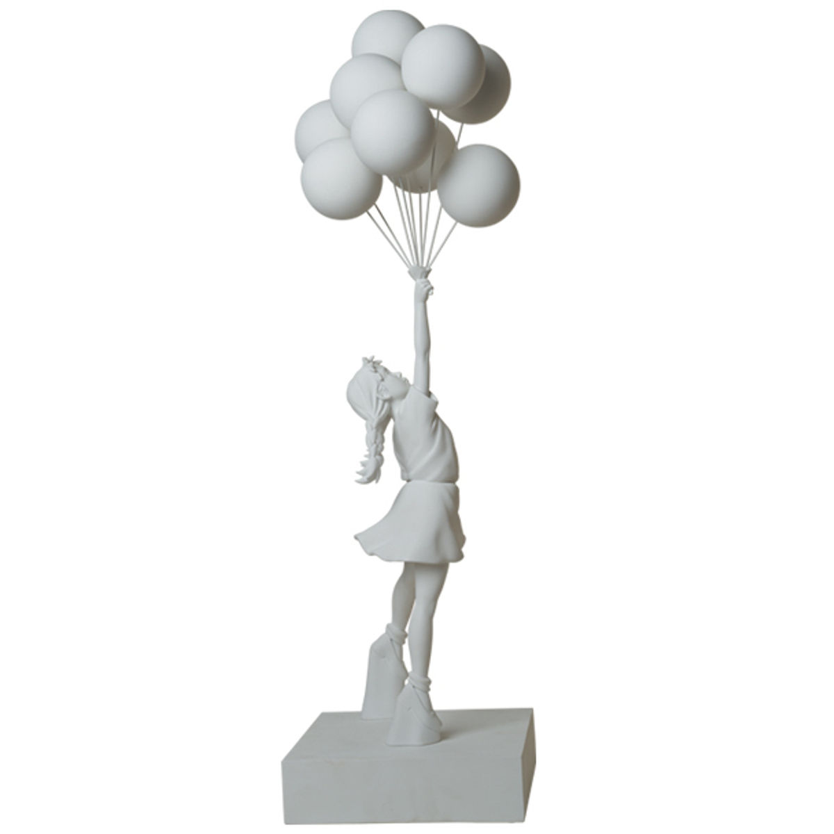 36" White Flying Balloons Girl