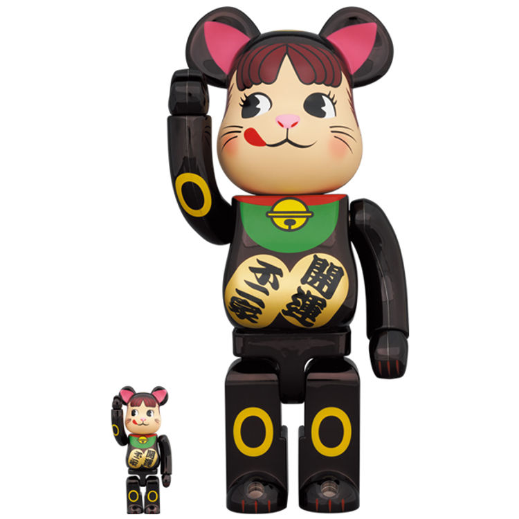 100% + 400% Black Plated Maneki Peko-chan (Set) by Fujiya