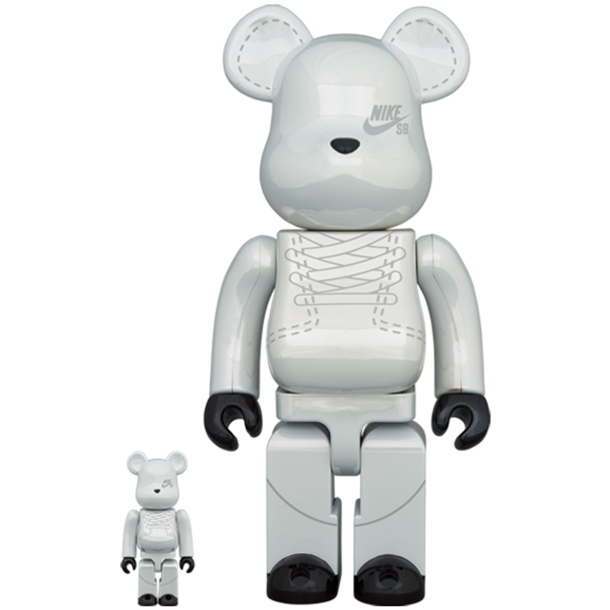 100% + 400% 2020 White Nike SB Bearbrick (Set)
