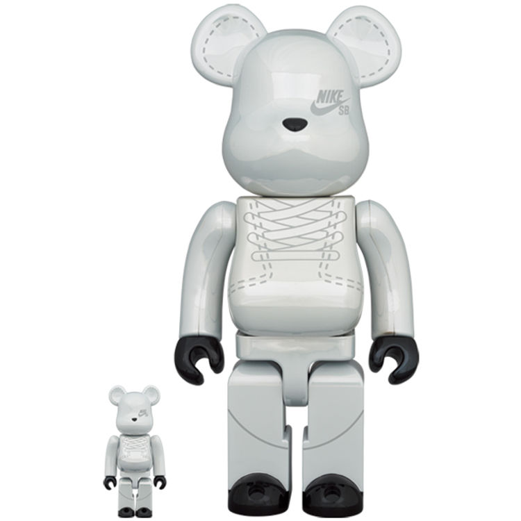 100% + 400% 2020 White Nike SB Bearbrick (Set) by Nike