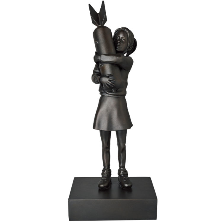 Black Bronze Statue Bomb Hugger by Banksy (Brandalised)