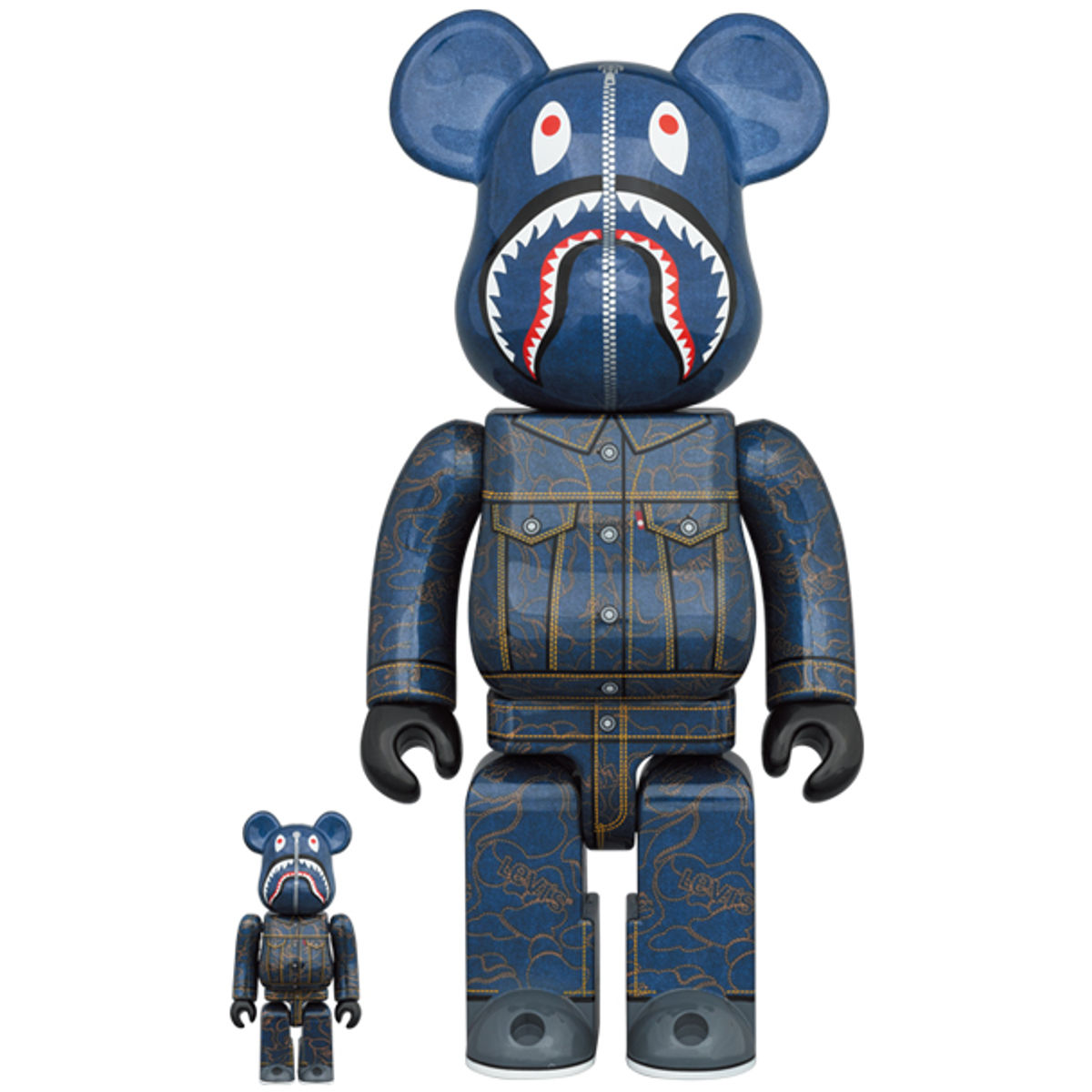 100% + 400% Levi x BAPE Be@rbrick (set)