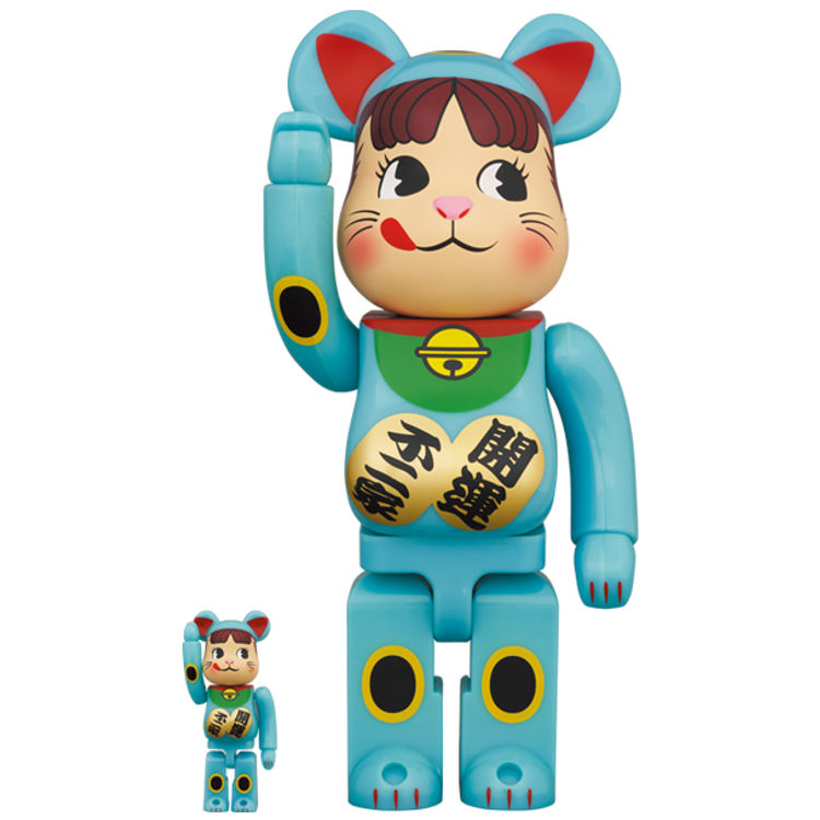100% + 400% Blue Phosphorescent Maneki Peko-chan (Set) by Fujiya