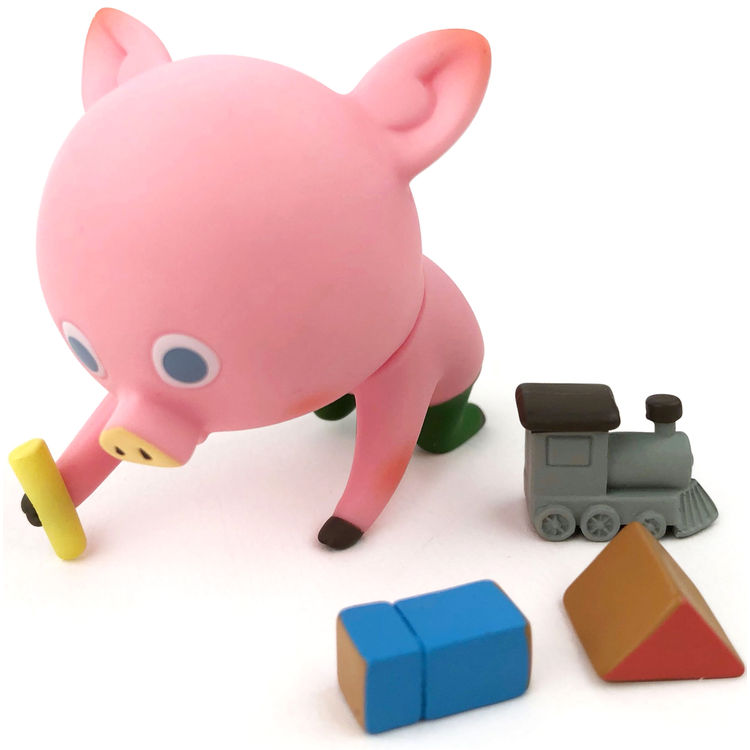 Pink Pig Drawing with Toys by Kohei Ogawa