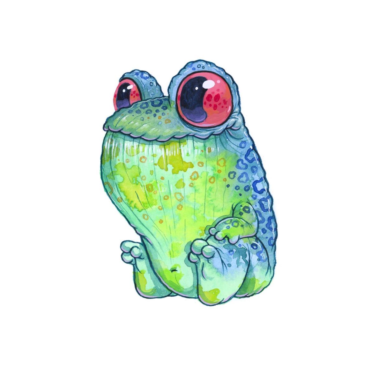 Original Watercolor Frog #7