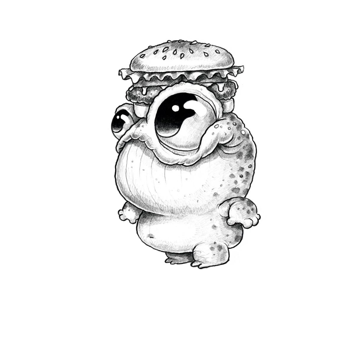 Original Drawing Hungry Frog