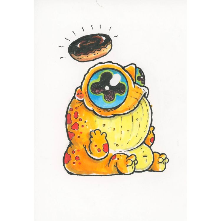 Original Marker Drawing Donut Frog by Chris Ryniak
