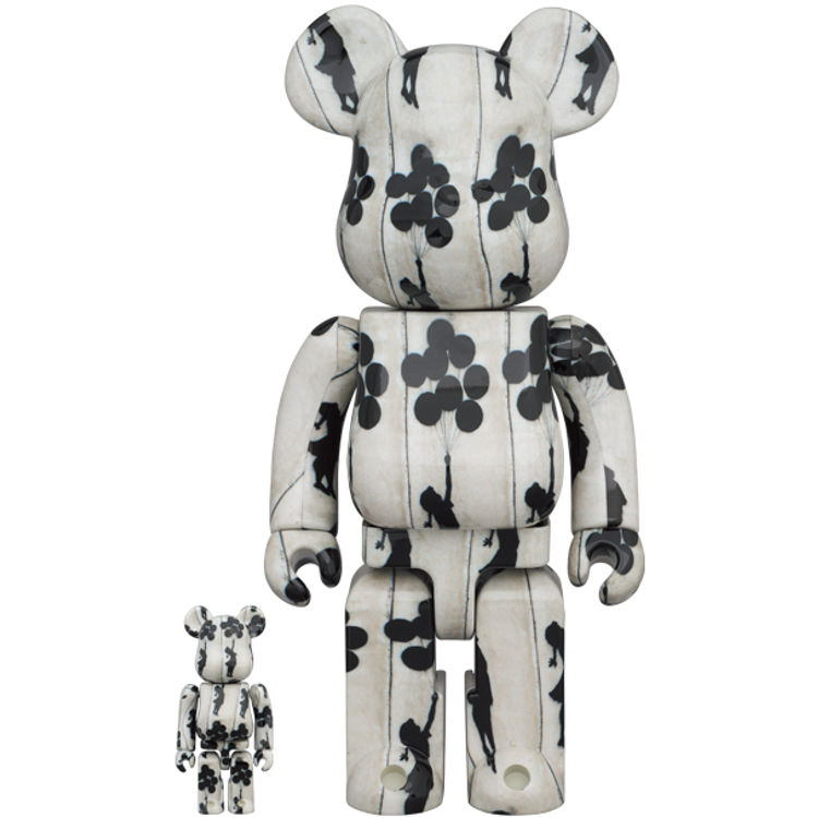 100% + 400% Flying Balloon Girl Bearbrick (Set) by Banksy (Brandalised)