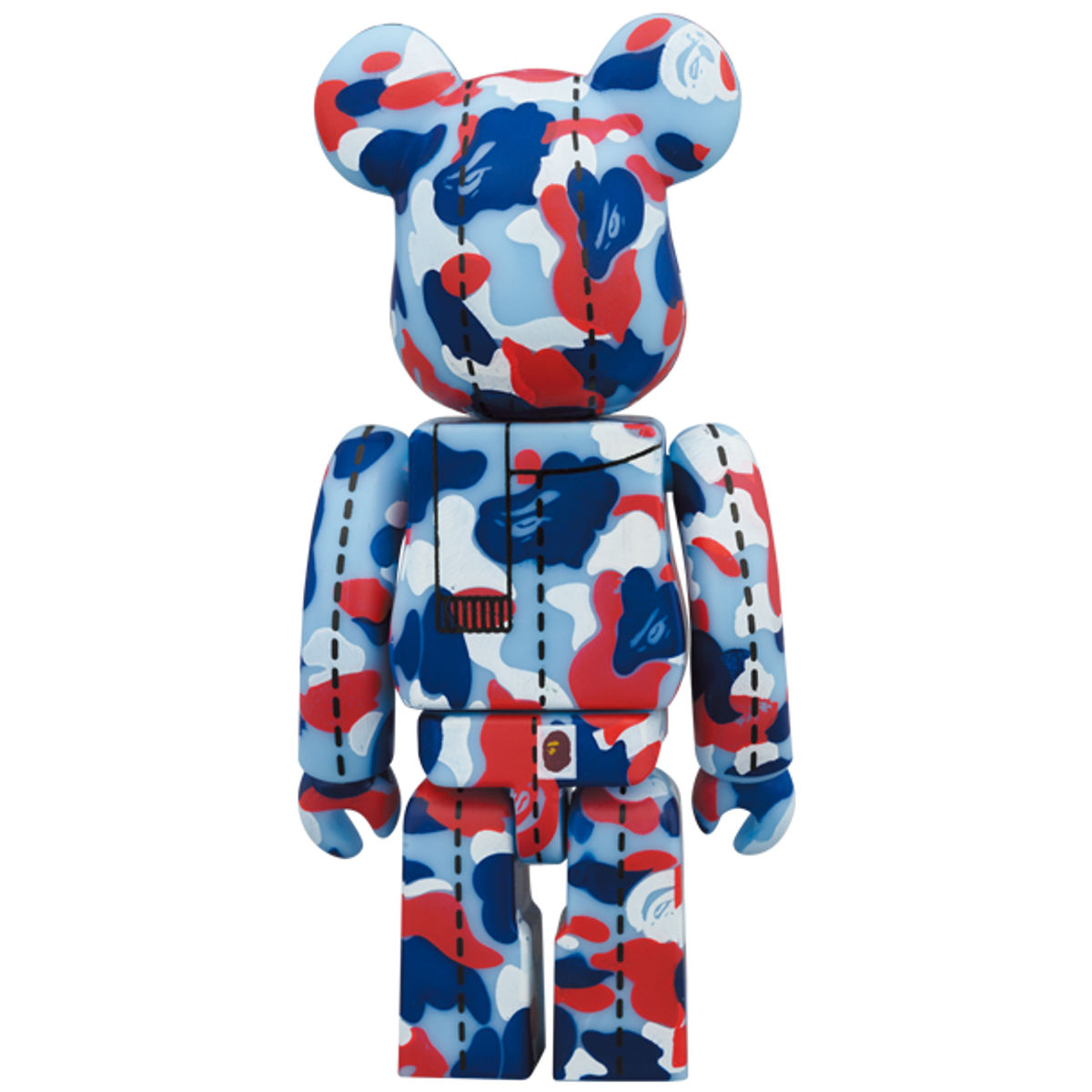 Red & Blue Camo Bearbrick : A Bathing Ape 28th Anniversary