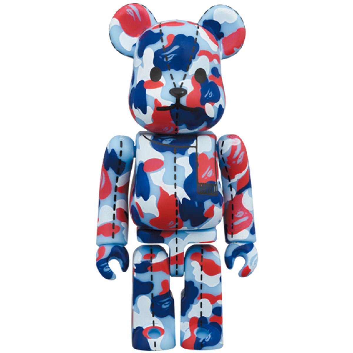 Red & Blue Camo Bearbrick : A Bathing Ape 28th Anniversary