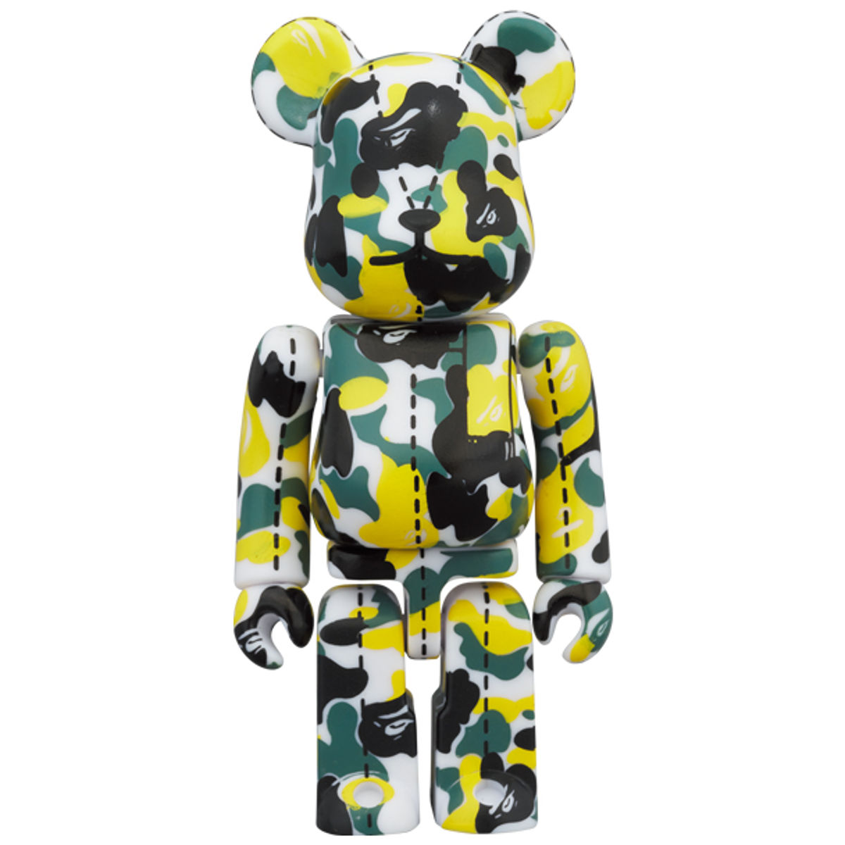Green & Yellow Camo Bearbrick : A Bathing Ape 28th Anniversary