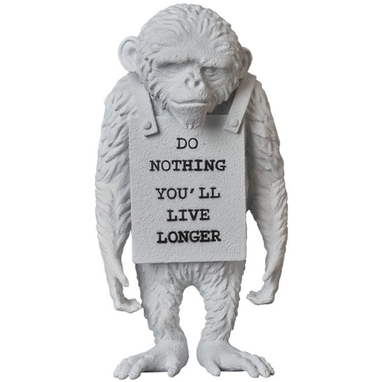 Gesso White Monkey Sign by Banksy (Brandalised)