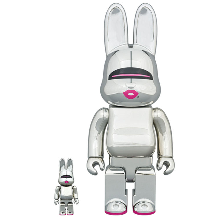 100% + 400% Silver Chrome Sexy Robot R@bbrick (Set) by Hajime Sorayama