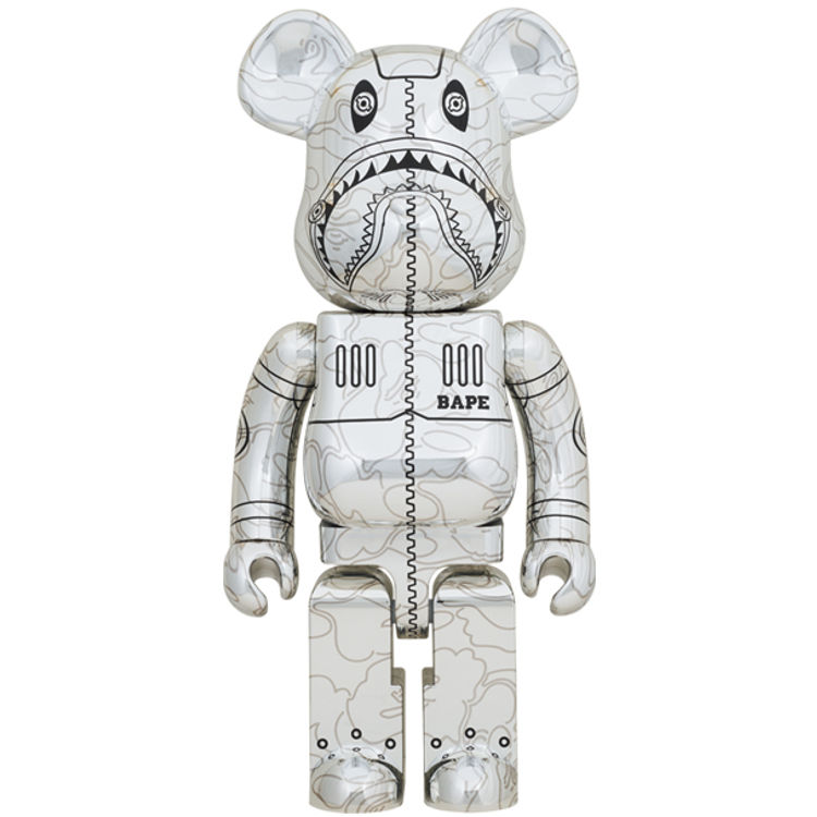 1000% Silver Camo Shark x Sorayama by BAPE (A Bathing Ape)