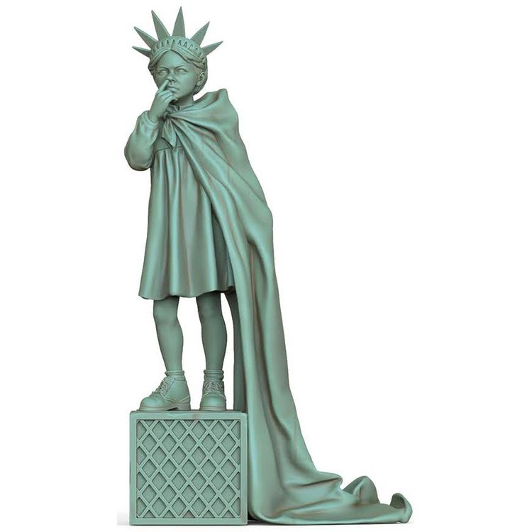 Copper Green Liberty Girl (Banksy) by Queen M