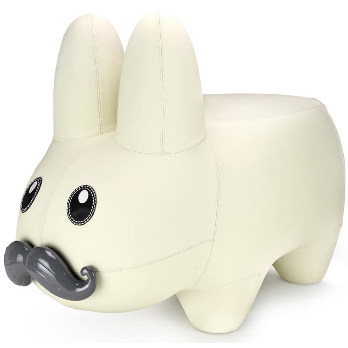 Virgin White Leather Stache Labbit Stool