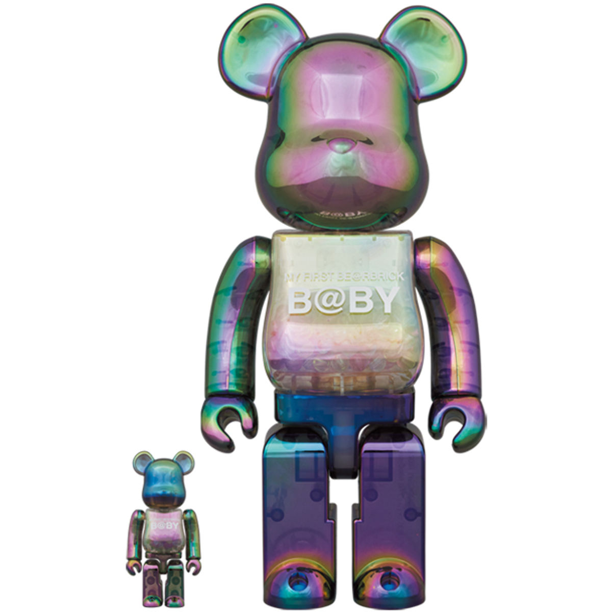 100% + 400% Clear Black Chrome My First B@by Be@rbrick (Set)