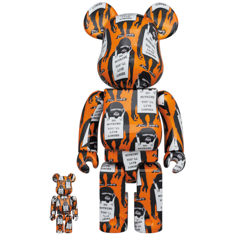 100% + 400% Monkey Sign Banksy Be@rbrick (Set) by Banksy (Brandalised)