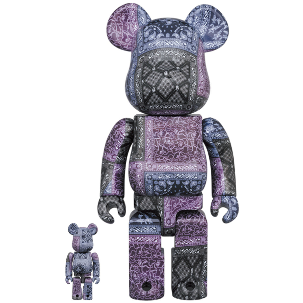 100% + 400% Black Bandana BAPE Be@rbrick (Set)