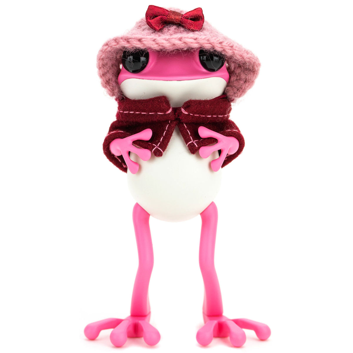 5" Pink APO Frogs with Knitted Hat & Cape