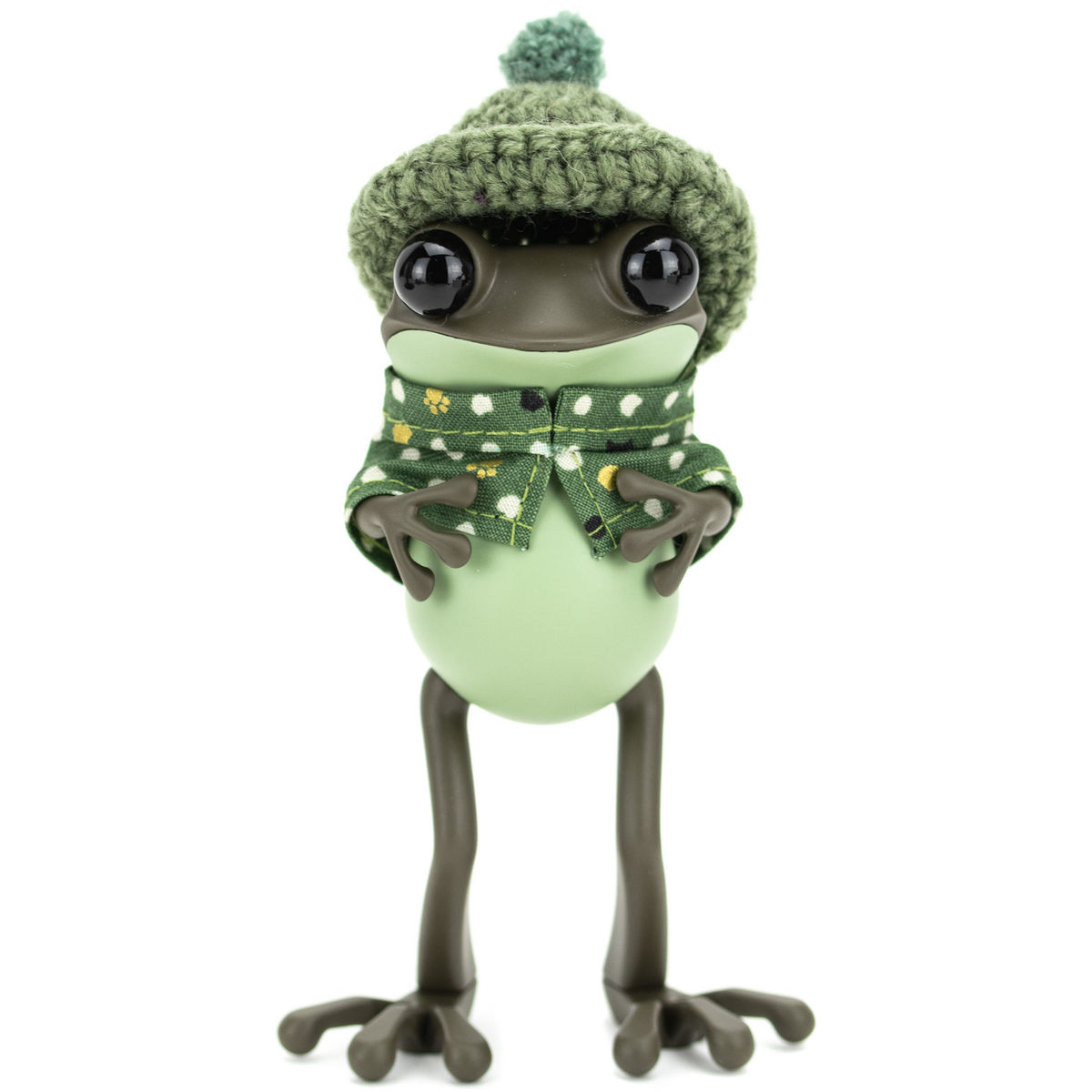 5" Green APO Frog with Knitted Hat & Cape