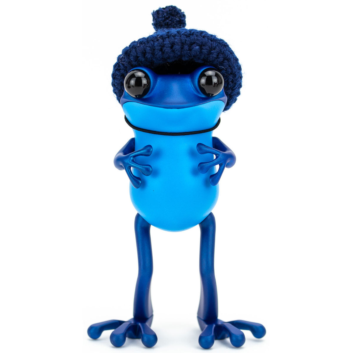 5" Blue APO Frog with Knitted Hat