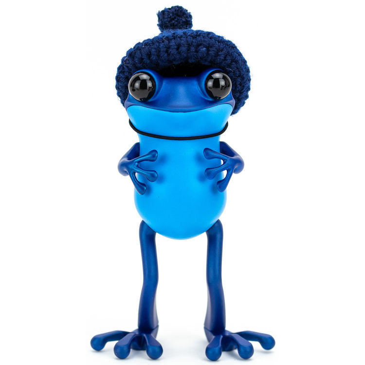 5" Blue APO Frog with Knitted Hat by Twelvedot (Hyunseung Rim)