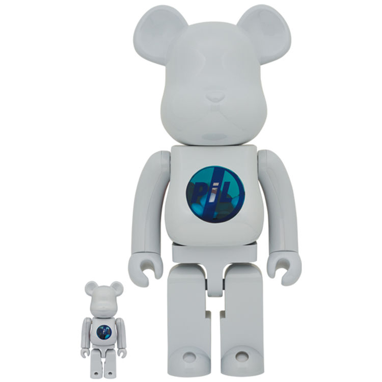 100% + 400% PiL White Chrome Bearbrick (Set) by PiL