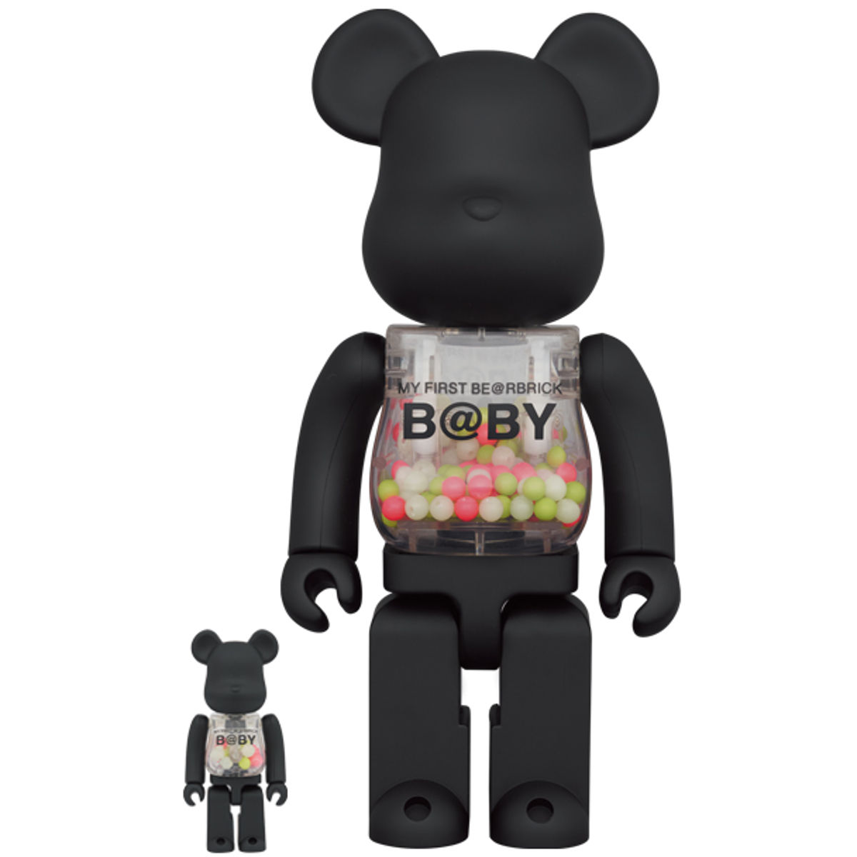 100% + 400% GID Matte Black My First B@by Bearbrick (Set)