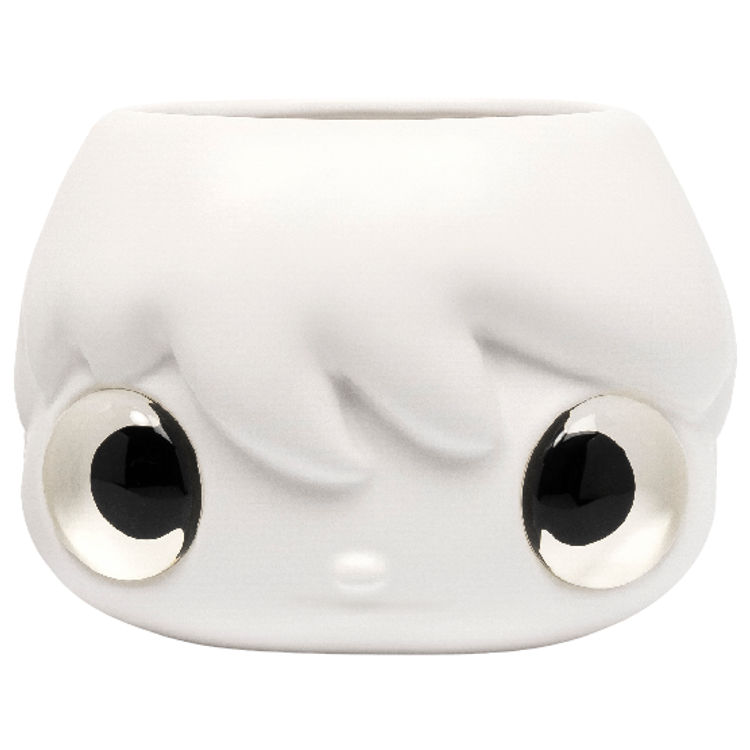 White with White Eyes Pop Top Planter Pot by Javier Calleja