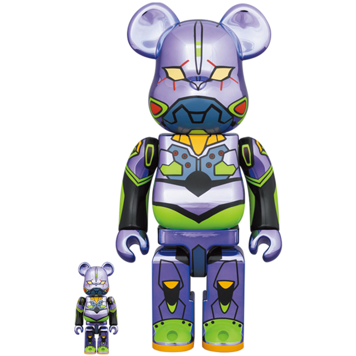 100% + 400% Chrome Evangelion Unit 1 Be@rbrick (Set)
