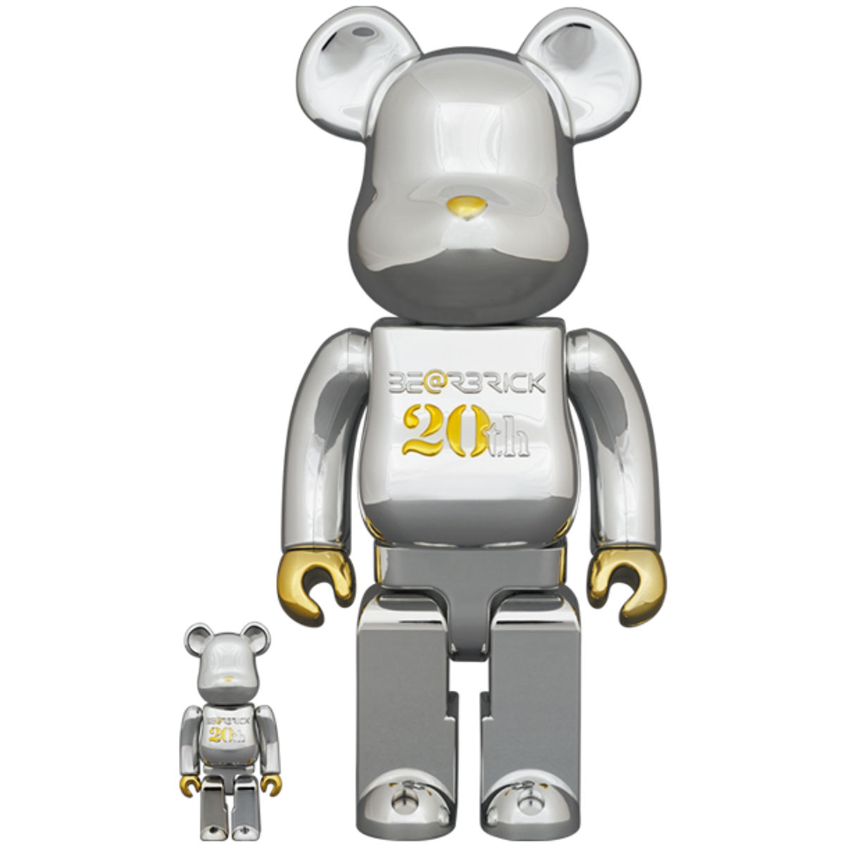 100% + 400% Chrome 20th Anniversary Be@rbrick (Set)