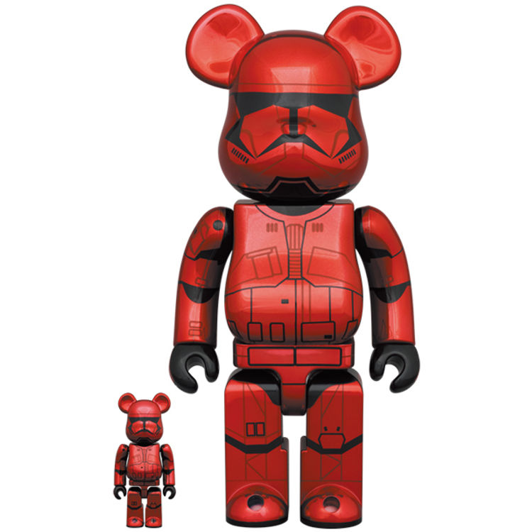 100% + 400% Chrome Sith Trooper : The Rise of Skywalker Bearbrick by Star Wars