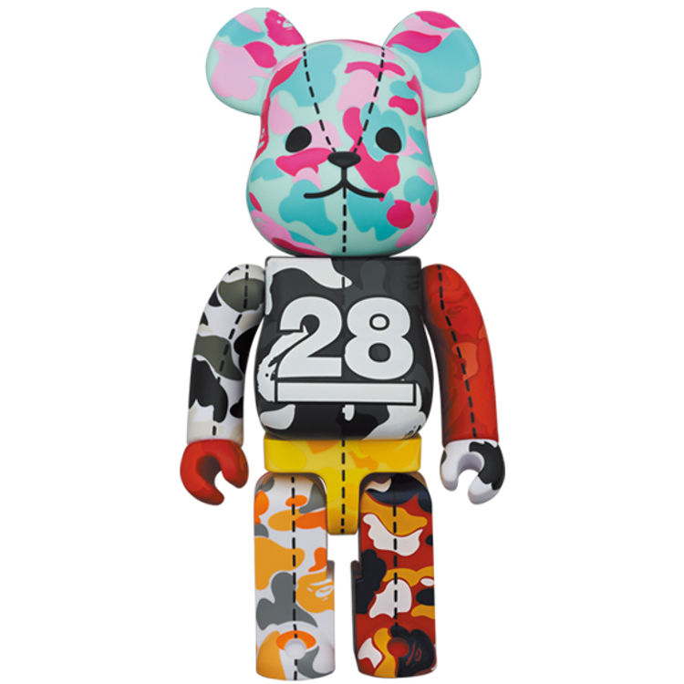 400% #3 Multi Camo 28th Anniversary Bearbrick by BAPE (A Bathing Ape)