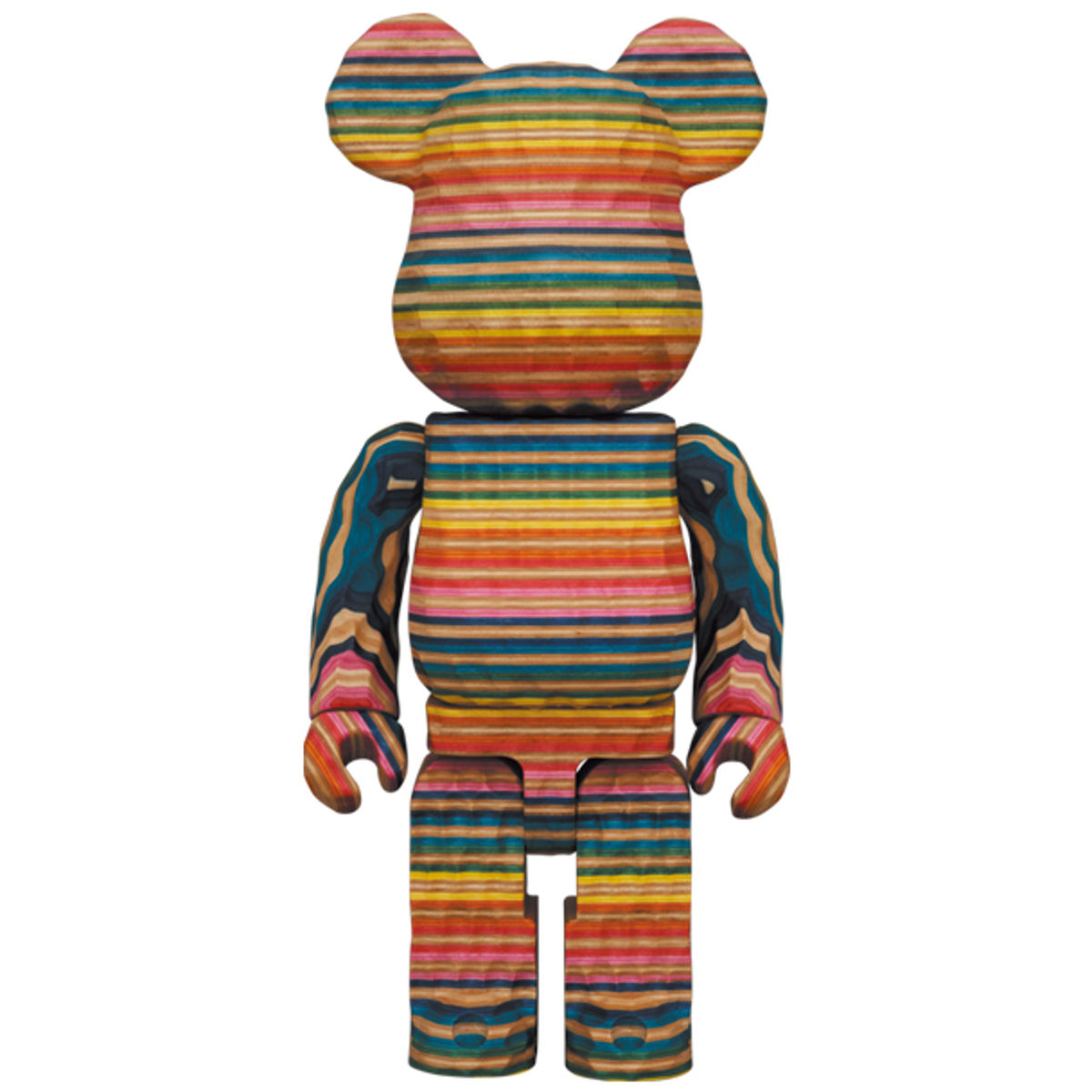 400% Rainbow Carved Wood Karimoku Bearbrick